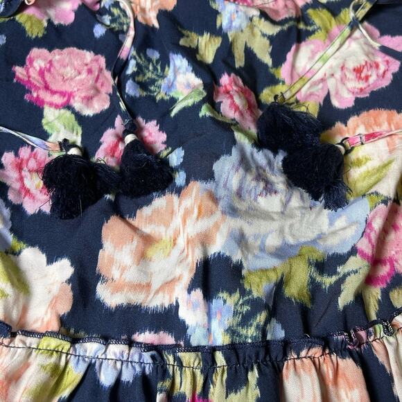 NWT Maaji Midnight Garden Blue Mini Dress Swimsuit Cover Up Tassels Floral Small - Picture 9 of 9